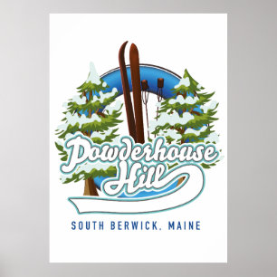 Affiche colline powderhouse south berwick maine ski logo