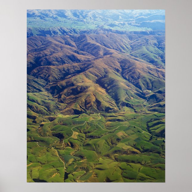 Affiche Collines à rouleaux dans la région de Southland en (Devant)
