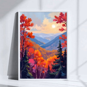 Affiche Collines d'automne Feuilles d'automne Feuillage