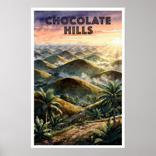 Affiche Collines de Chocolate Philippines Voyage Rétro