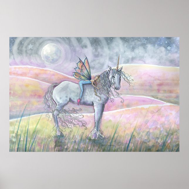 Affiche Collines de l'enchantement Licorne et fée fantaisi (Devant)