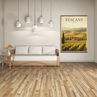 Affiche Collines dorées de Toscane – Campagne Rétro 