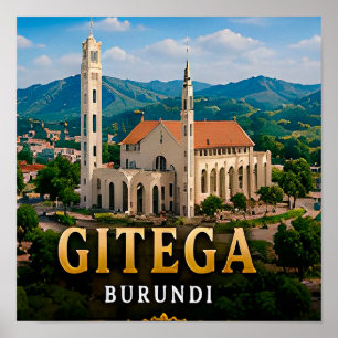 Affiche Collines vertes de Gitega et patrimoine burundais