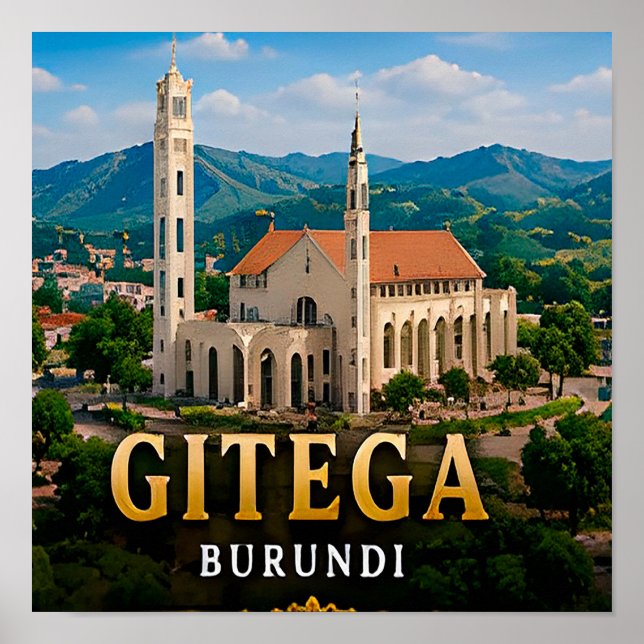 Affiche Collines vertes de Gitega et patrimoine burundais (Devant)