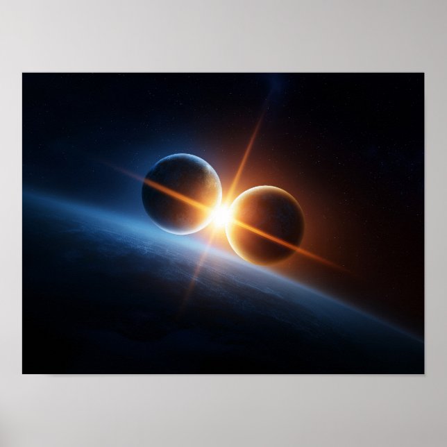 Affiche Collision de planètes interstellaires et lumière c (Devant)