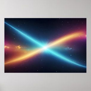 Affiche Collision d'énergie cosmique lumineuse Espace abst