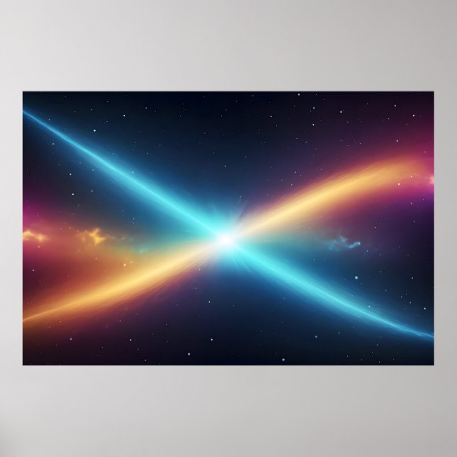 Affiche Collision d'énergie cosmique lumineuse Espace abst (Devant)