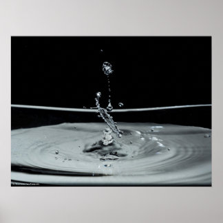 Affiche Collision goutte d'eau en noir et blanc