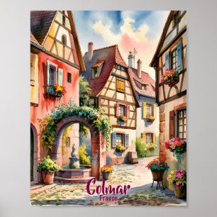 Affiche Colmar France Alsace Aquarelle Voyage Texte person