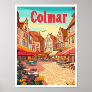 Affiche Colmar France Vintage voyage d'art