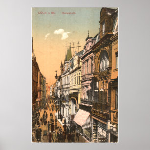 Affiche Cöln au Rhin - Cologne - haute route