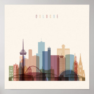 Affiche Cologne, Allemagne   Ville Skyline