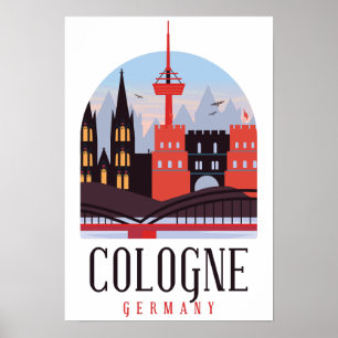 Affiche Cologne Allemagne Vintage Cityscape