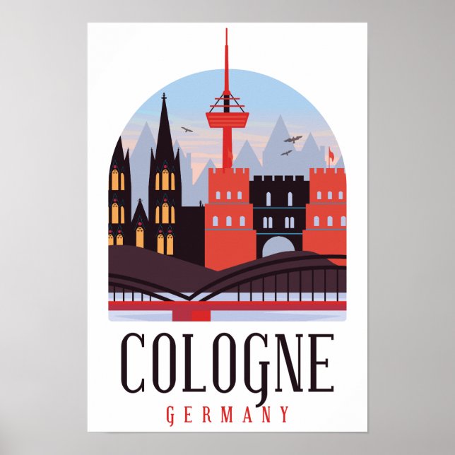 Affiche Cologne Allemagne Vintage Cityscape (Devant)