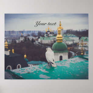 Affiche Colombe blanche dans un monastère orthodoxe à Kiev