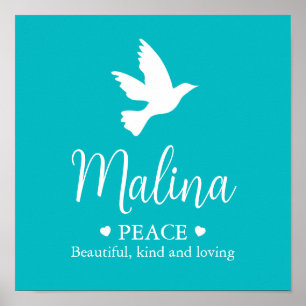 Affiche Colombe blanche Signification du nom Malina aqua
