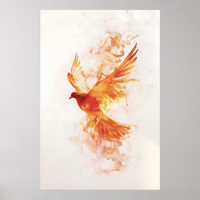 Affiche Colombe du Saint-Esprit Pentecôte Aquarelle Flamme (Devant)