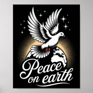 Affiche Colombe et globe Paix sur Terre Noël paisible