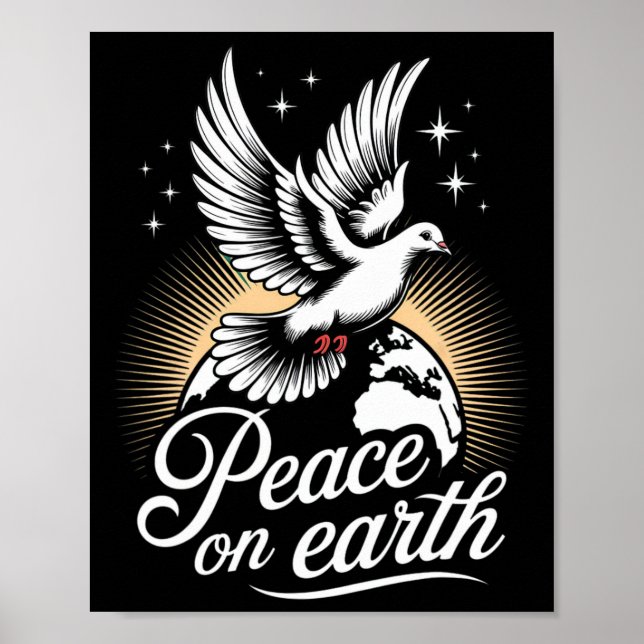 Affiche Colombe et globe Paix sur Terre Noël paisible  (Devant)