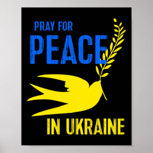 Affiche Colombe jaune bleue Priez pour la paix en Ukraine