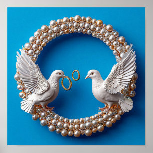 Affiche Colombes de mariage Art