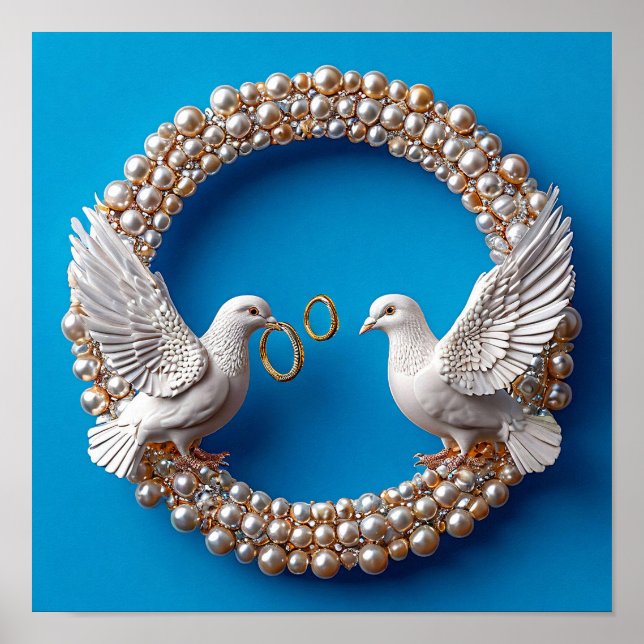 Affiche Colombes de mariage Art (Devant)