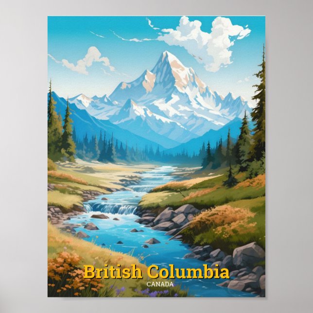 Affiche Colombie-Britannique Canada Vintage voyage (Devant)