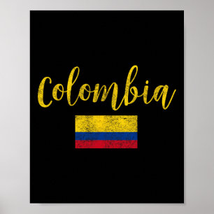 Affiche Colombie Drapeau Colombien Vintage