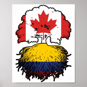 Affiche Colombie Drapeau des racines d'arbre du Canada col