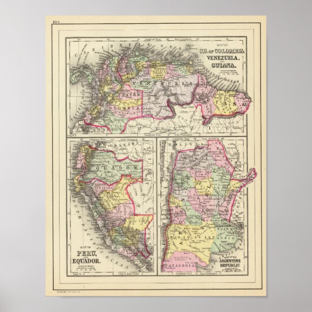 Affiche Colombie, Venezuela, Guyane (Devant)
