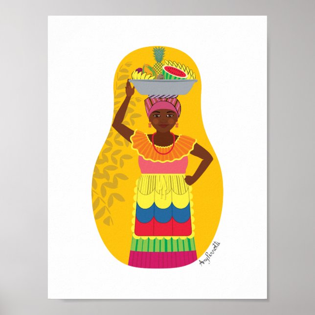 Affiche Colombienne, Palenquera de Carthagène Matriochka A (Devant)