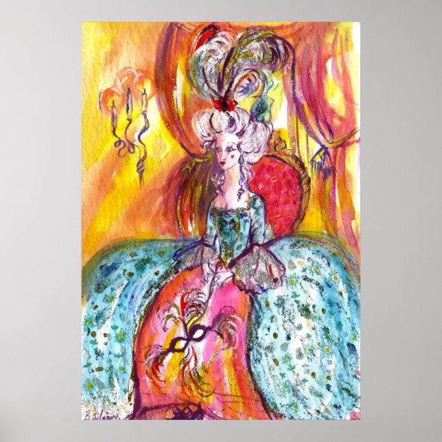 Affiche COLOMBINA, DAME AVEC MASK Masquerade vénitienne (Devant)