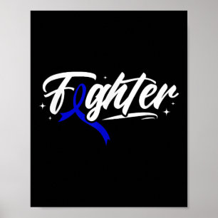 Affiche Colon Cancer Fighter Blue Ribbon Mois de sensibili