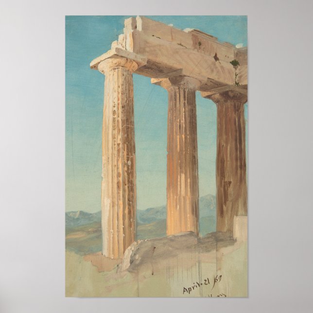 Affiche Colonnes du Parthénon, Athènes, Peinture célèbre (Devant)