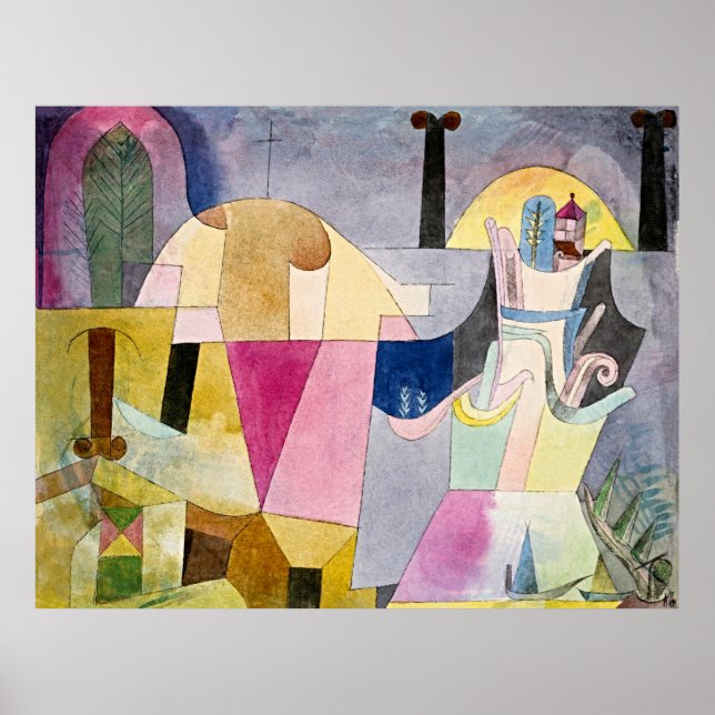 Affiche Colonnes noires dans un paysage par Paul Klee (Devant)