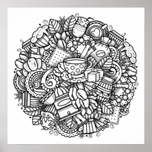 Affiche Color It Coffee and Cupcakes Art