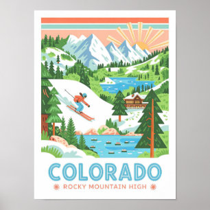 Affiche Colorado Montagne des Rocheuses Haut Voyage d'été