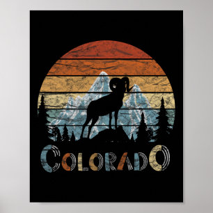 Affiche Colorado Montagnes Rocheuses Rétro Camping De Ski