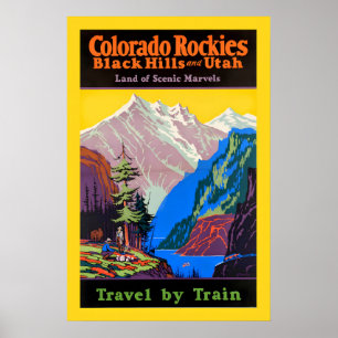 Affiche Colorado Rockies - Black Hills et Utah années 1920