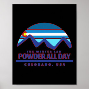 Affiche Colorado Ski Mountain Snowboard Rocky Powder