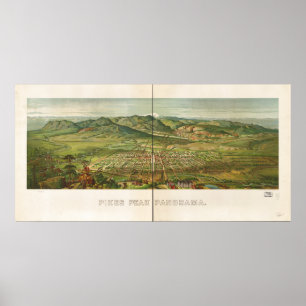 Affiche Colorado Springs Pike's Peak 1890 Carte panoramiqu