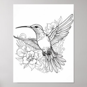 Affiche Coloration adulte de colibri