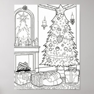 Affiche Coloration adulte de l'arbre de Noël
