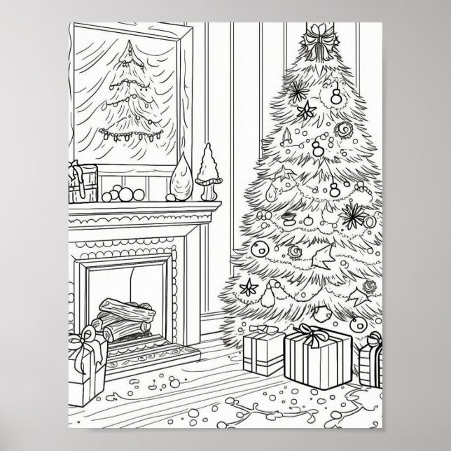 Affiche Coloration adulte de l'arbre de Noël (Devant)