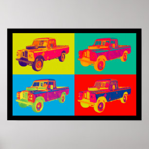 Affiche Coloré 1971 Land Rover Pickup Truck Pop Art