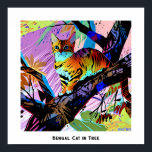 Affiche Coloré Abstrait Pop Art Bengale Chat dans l'arbre<br><div class="desc">Cette image d'un chat du Bengale dans un arbre a été créée en utilisant le style pop art Le titre que j'ai choisi est "Bengal cat in a tree",  mais vous pouvez le changer. L'image est haute résolution 7168 x 7168 ppi et est téléchargeable.</div>