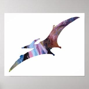 Affiche Coloré abstrait Pterodactyle silhouette