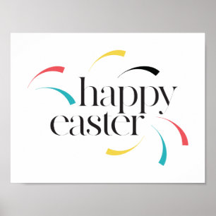 Affiche Coloré, amusant, moderne, design simple Joyeux Pâq