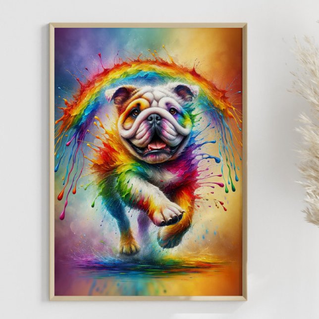 Affiche Coloré anglais Bulldog Paint Splatter (Framed example)