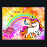 Affiche Coloré, Arc-en-ciel, Unicorne, Feu d'artifice, Ann<br><div class="desc">Adorable licorne sur arrière - plan de feux d'artifice coloré,  avec arc-en-ciel et coeurs,  avec texte... Joyeux anniversaire... Vous pouvez facilement personnaliser avec votre choix de texte.</div>